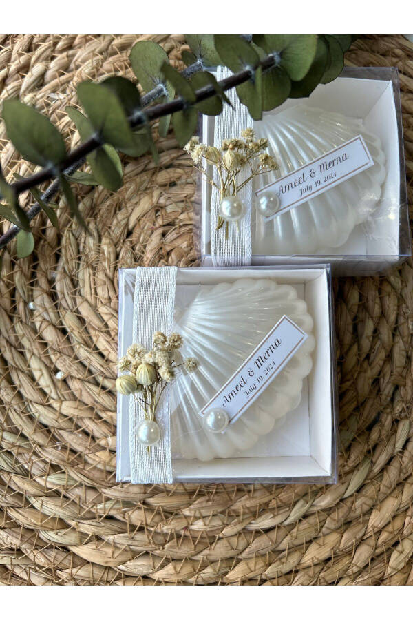 Boxed Oyster Candle Wedding, Engagement, Promise, Henna, Birth, Birthday, New Year Gift - 20 Pieces - 9