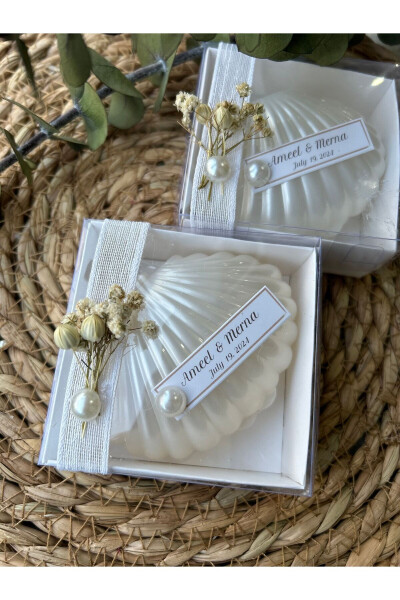 Boxed Oyster Candle Wedding, Engagement, Promise, Henna, Birth, Birthday, New Year Gift - 20 Pieces - 10