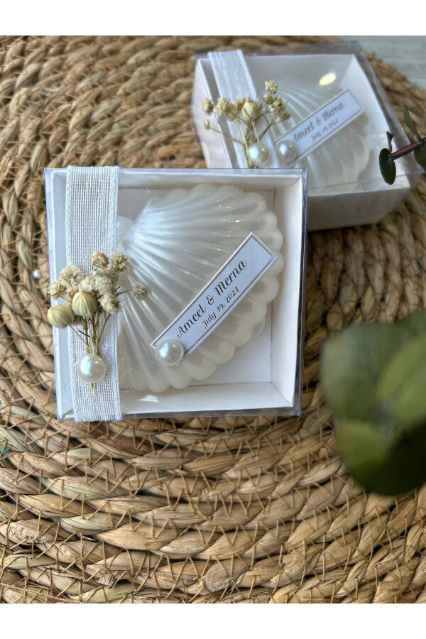 Boxed Oyster Candle Wedding, Engagement, Promise, Henna, Birth, Birthday, New Year Gift - 20 Pieces - 12