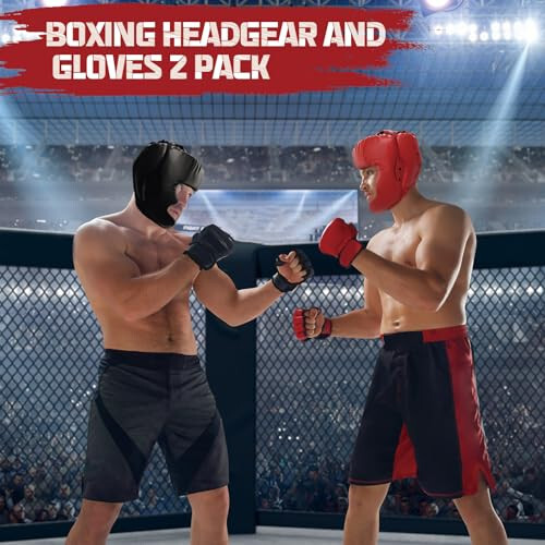 Boxing Gloves and Headgear Set Including 2 Pack Boxing Headgear and 2 Pack Boxing Gloves Boxing Equipment Sparring Gear Equipment for Beginners Adults - 5