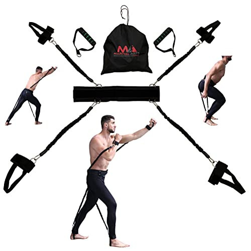 Boxing Resistance Bands for MMA Martial Arts Resistance Training at Home for Punches/Kicks, 150lbs Exercise Bands Full Body Fitness Workout to Enhance Explosive Power/Speed/Agility - 3