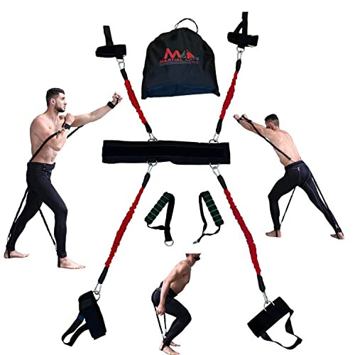 Boxing Resistance Bands for MMA Martial Arts Resistance Training at Home for Punches/Kicks, 150lbs Exercise Bands Full Body Fitness Workout to Enhance Explosive Power/Speed/Agility - 3