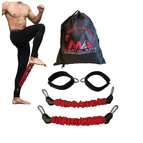 Boxing Resistance Bands for MMA Martial Arts Resistance Training at Home for Punches/Kicks, 150lbs Exercise Bands Full Body Fitness Workout to Enhance Explosive Power/Speed/Agility - 1