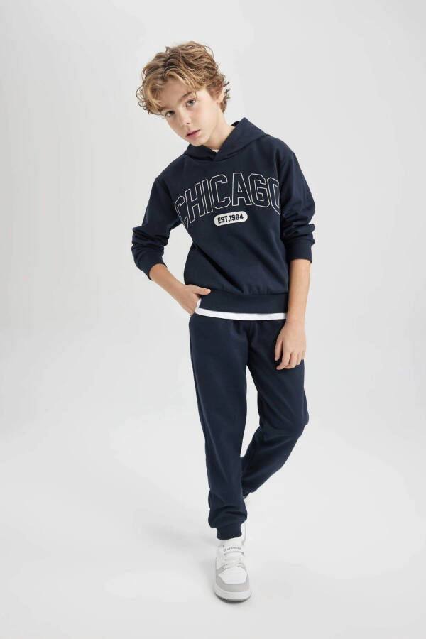 Boys' 2-piece hooded sweatshirt and sweatpants set, navy. - 7