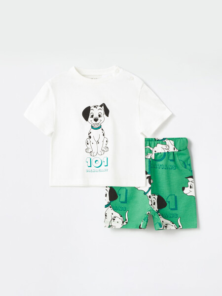 Boy's Baby 101 Dalmatian Printed T-Shirt and Shorts Set with Crew Neck - 1