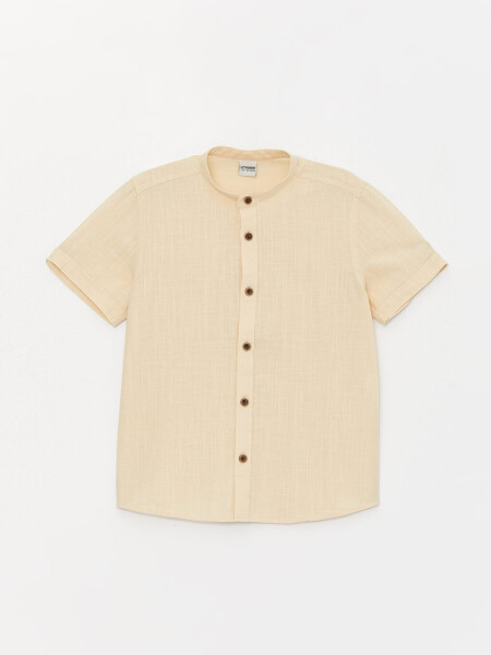 Boy's Basic Short Sleeve Shirt with Collar - 1