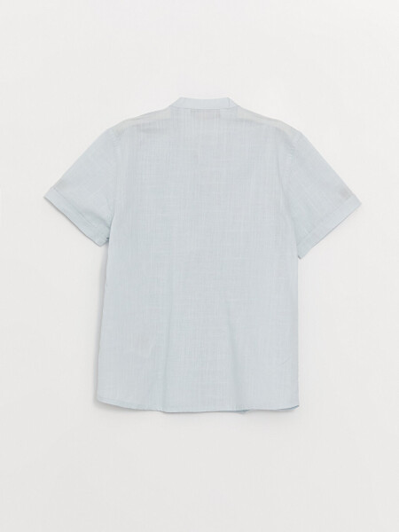 Boy's Basic Short Sleeve Shirt with Mandarin Collar - 3