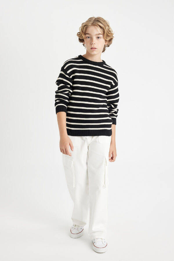 Boys' Bicycle Neck Striped Sweater C2297A824WN - 2