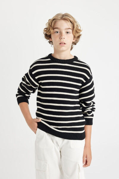 Boys' Bicycle Neck Striped Sweater C2297A824WN - 3