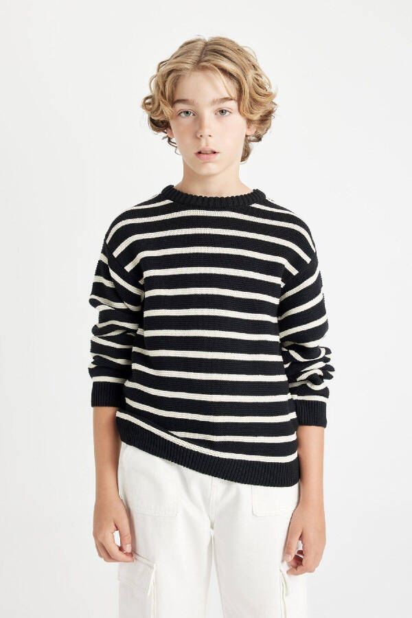 Boys' Bicycle Neck Striped Sweater C2297A824WN - 4