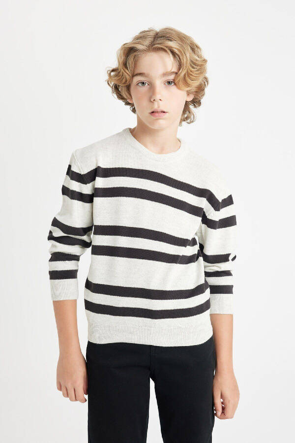 Boys' Bicycle Neck Striped Sweater C9654A824AU - 1