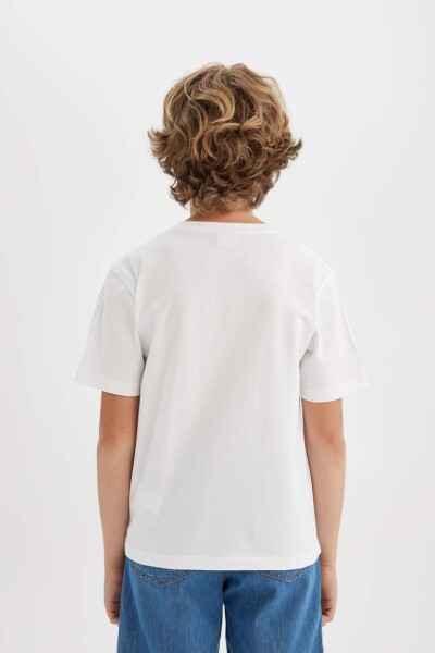 Boys' Bike Neck Printed Short Sleeve T-Shirt White - 6