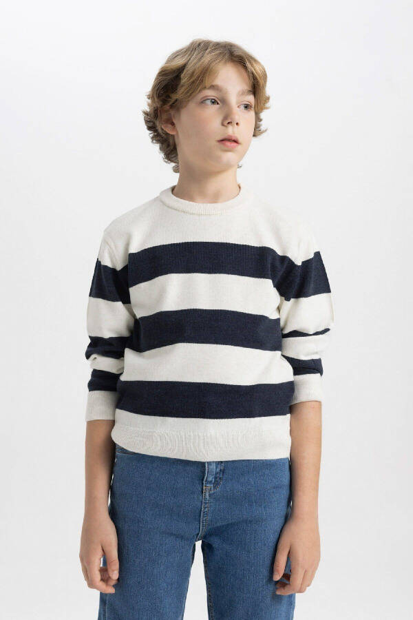 Boys' Bike Neck Striped Sweater C1710A824AU - 1