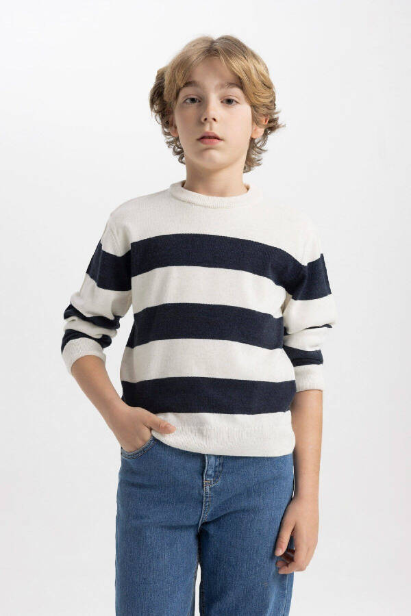 Boys' Bike Neck Striped Sweater C1710A824AU - 3