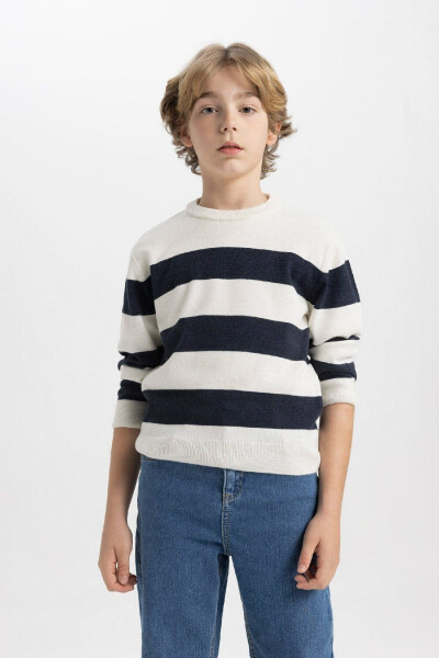 Boys' Bike Neck Striped Sweater C1710A824AU - 4