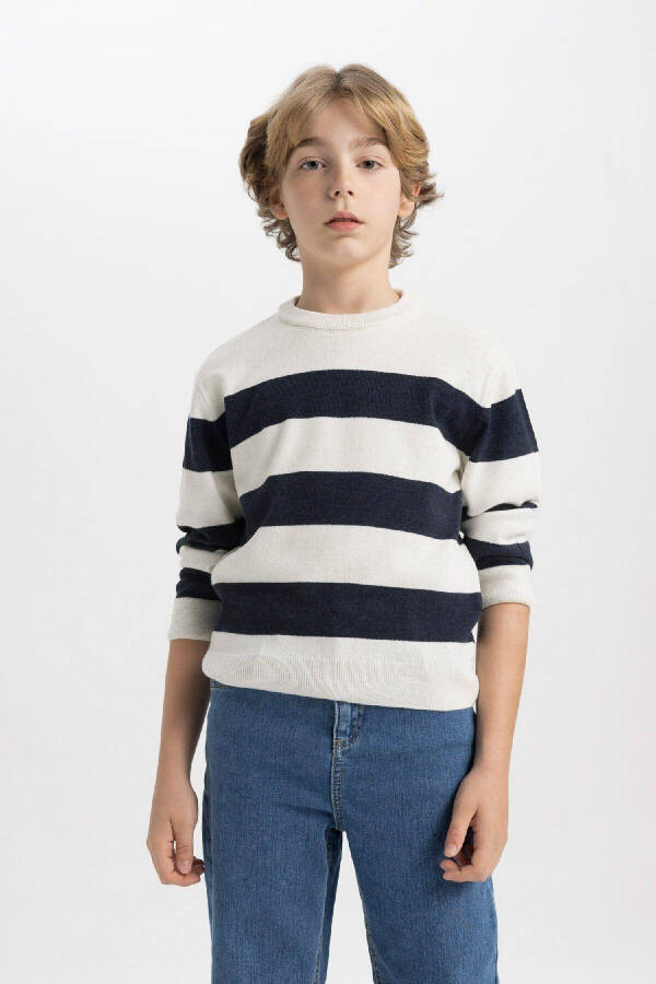 Boys' Bike Neck Striped Sweater C1710A824AU - 4