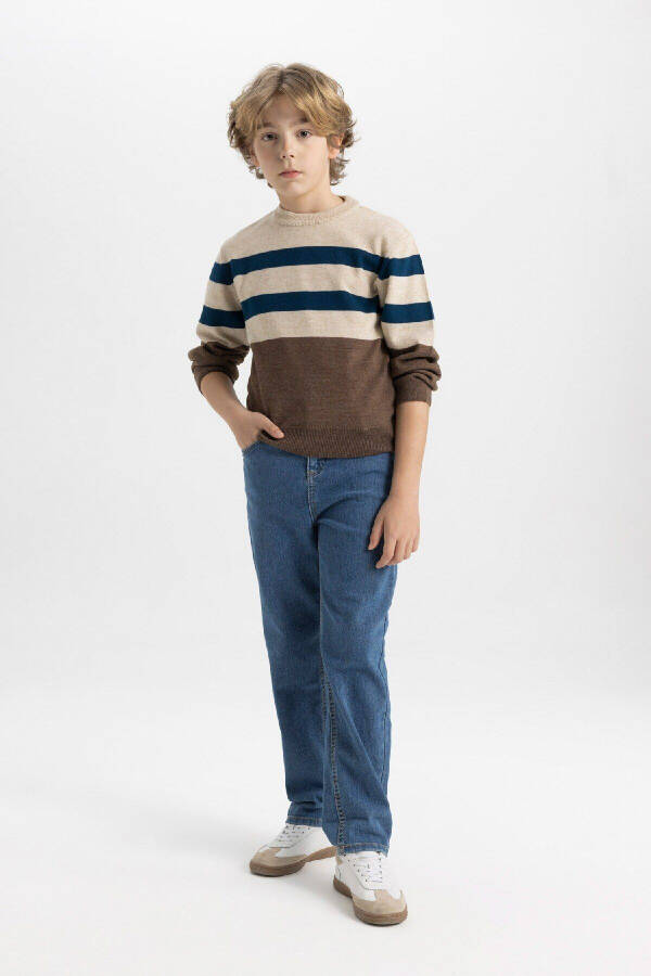 Boys' Bike Neck Striped Sweater C3134A824WN - 2