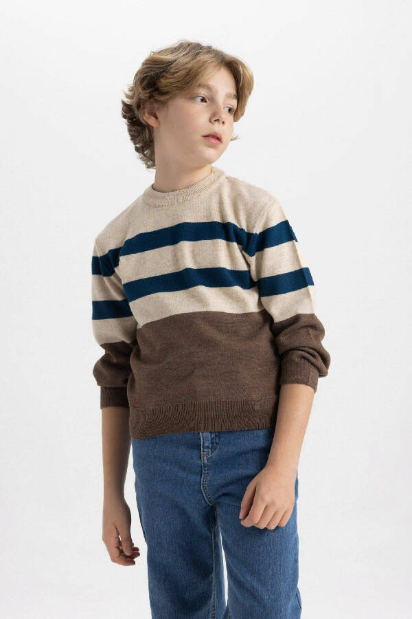 Boys' Bike Neck Striped Sweater C3134A824WN - 3