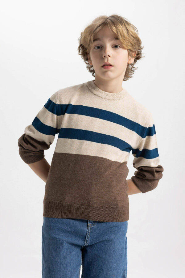 Boys' Bike Neck Striped Sweater C3134A824WN - 4