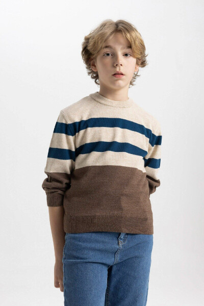 Boys' Bike Neck Striped Sweater C3134A824WN - 5