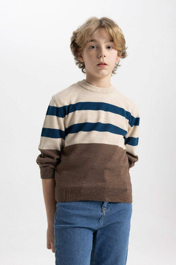 Boys' Bike Neck Striped Sweater C3134A824WN - 5