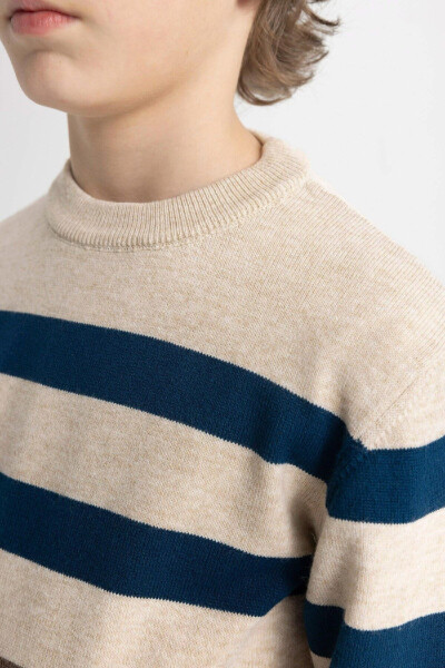 Boys' Bike Neck Striped Sweater C3134A824WN - 6