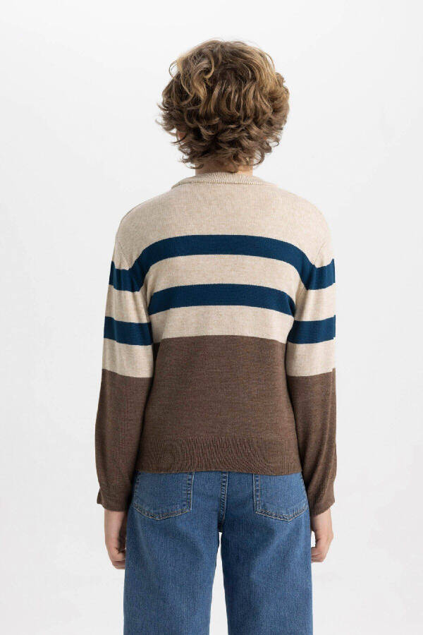 Boys' Bike Neck Striped Sweater C3134A824WN - 7