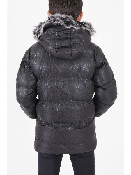 Boys' Black Puffy Jacket with Black Fur 15480 - 10