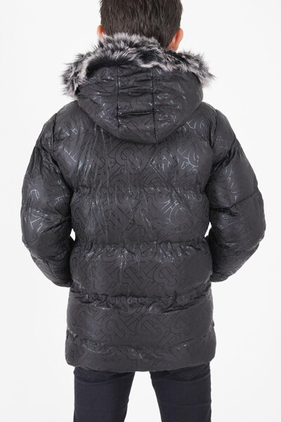 Boys' Black Puffy Jacket with Black Fur 15480 - 15