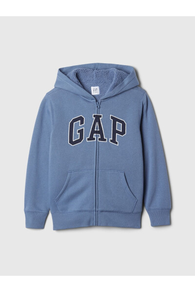 Boys' Blue Gap Logo Relaxed Sherpa Sweatshirt - 7