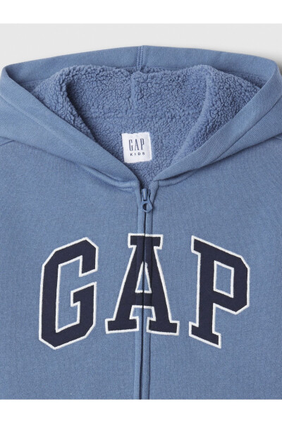 Boys' Blue Gap Logo Relaxed Sherpa Sweatshirt - 2