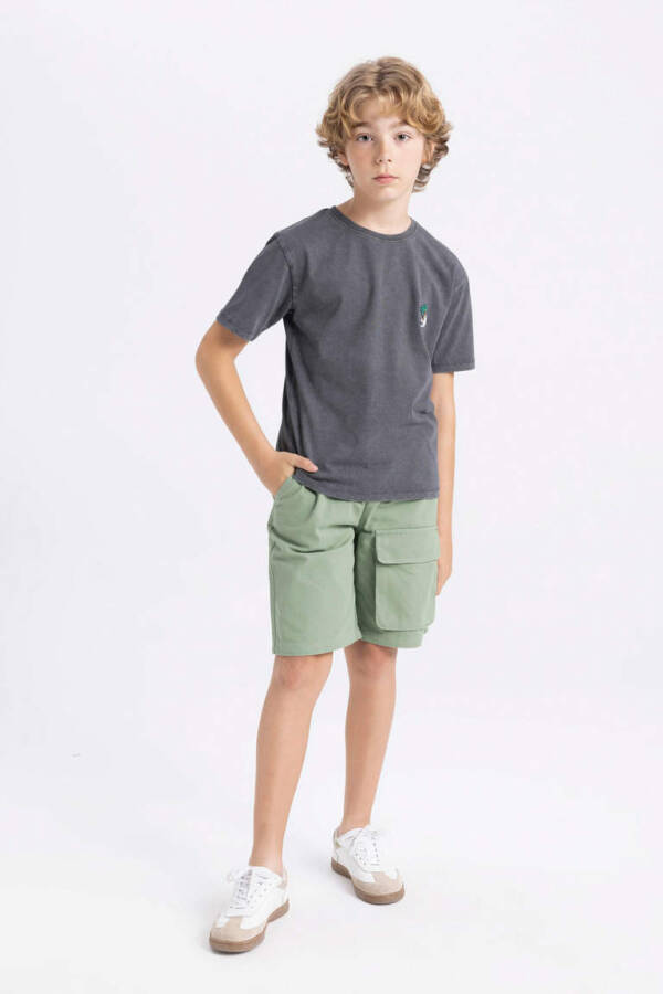 Boys' Cargo Fit Gabardine Shorts Green - 2