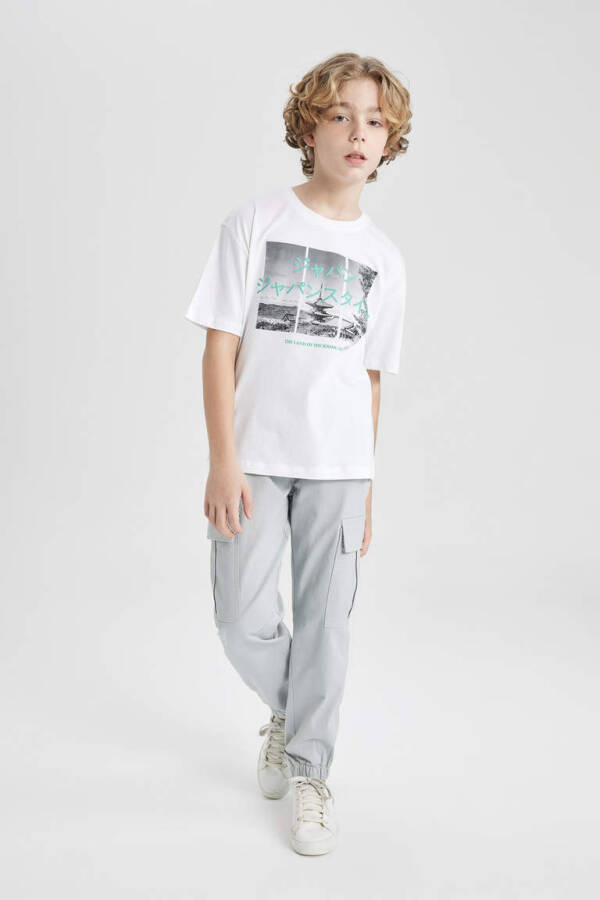 Boys Cargo Fit Jogger Gabardine Pants Light Grey - 3