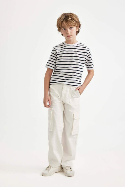 Boys Cargo Fit Straight Leg Jean Pants Ecru - 5