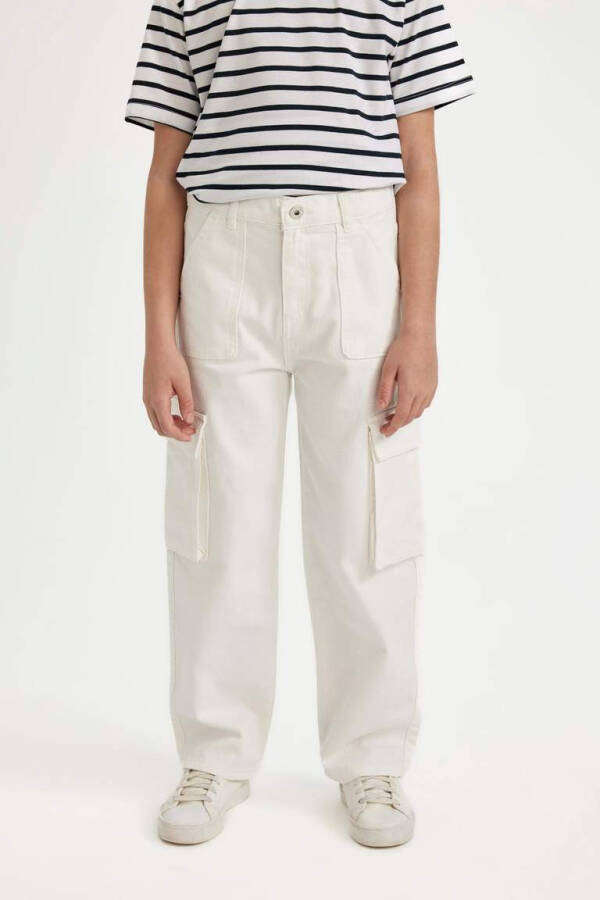 Boys Cargo Fit Straight Leg Jean Pants Ecru - 10