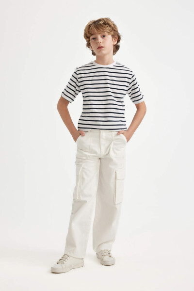 Boys Cargo Fit Straight Leg Jean Pants Ecru - 12