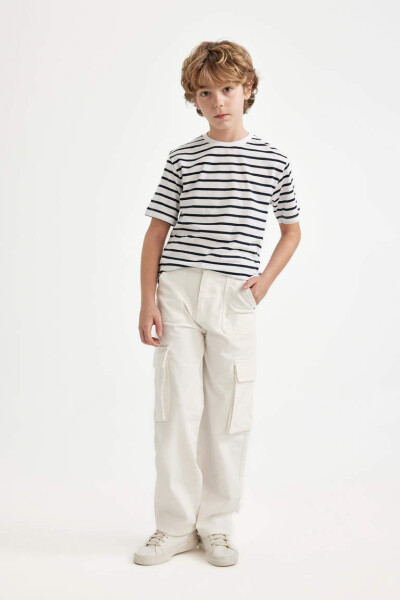 Boys Cargo Fit Straight Leg Jean Pants Ecru - 13