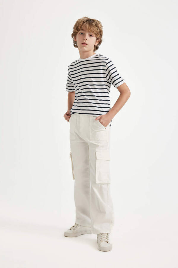 Boys Cargo Fit Straight Leg Jean Pants Ecru - 14