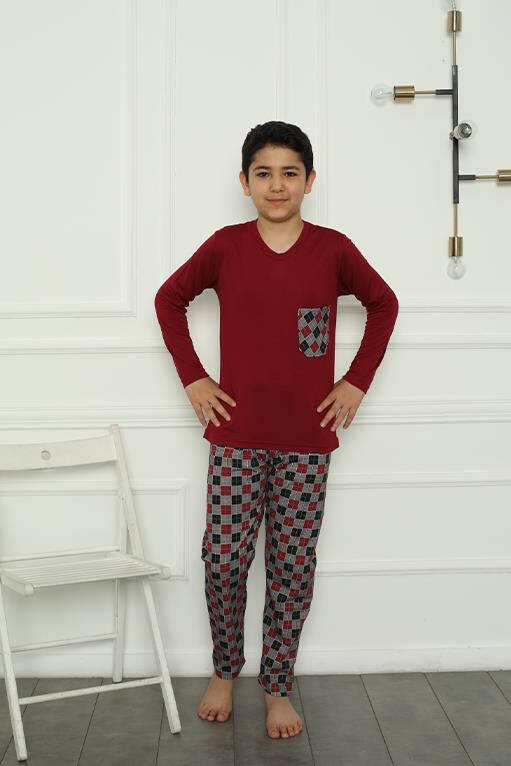 Boy's Combed Cotton Pajama Set 20385 - 1