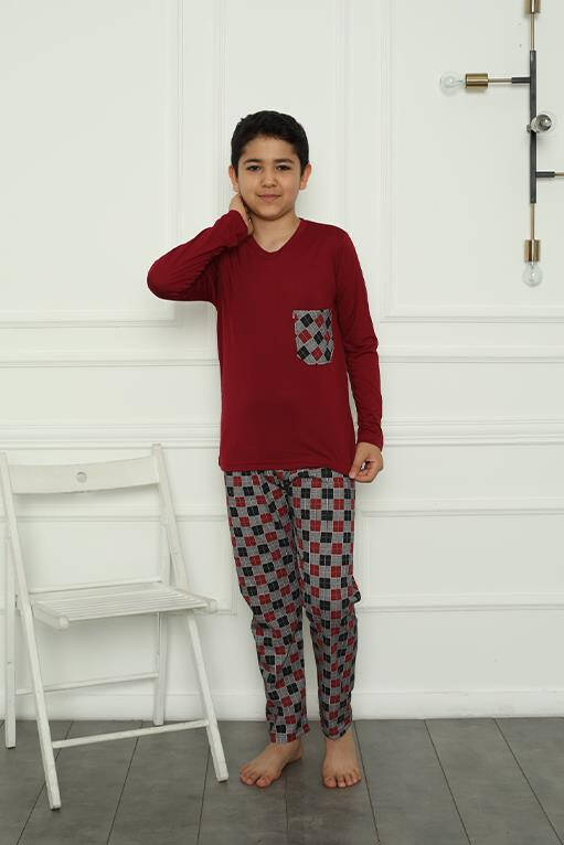 Boy's Combed Cotton Pajama Set 20385 - 2