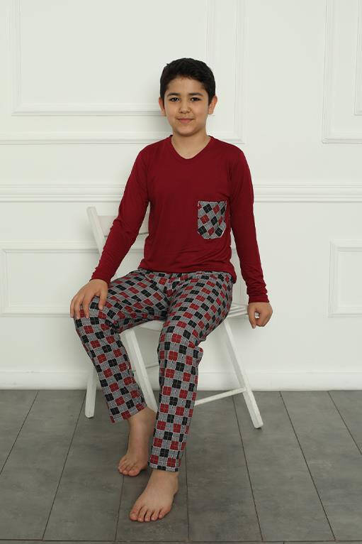 Boy's Combed Cotton Pajama Set 20385 - 3