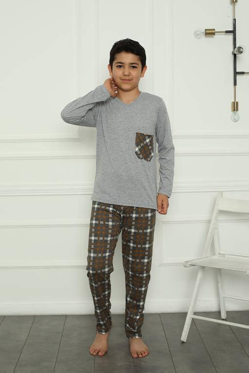 Boy's Combed Cotton Pajama Set 20387 - 3