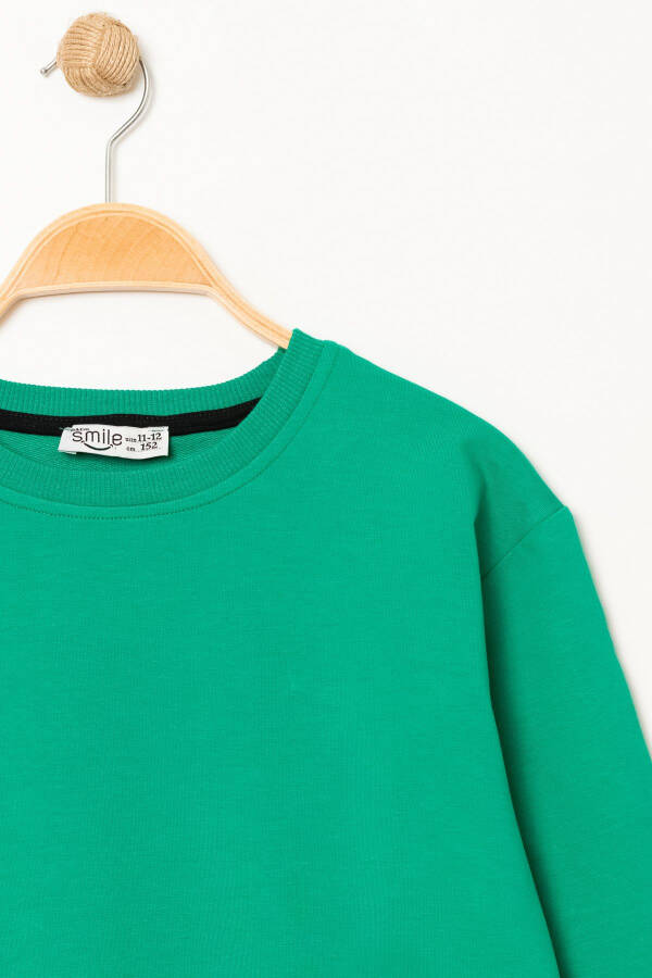 Boys' Dark Green Crew Neck Basic Sweatshirt - 3535-8 - 2