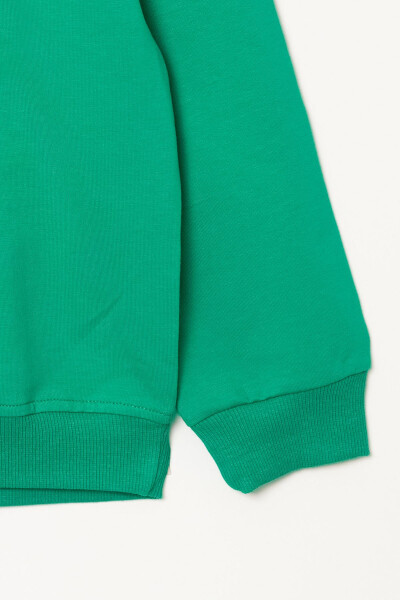 Boys' Dark Green Crew Neck Basic Sweatshirt - 3535-8 - 3