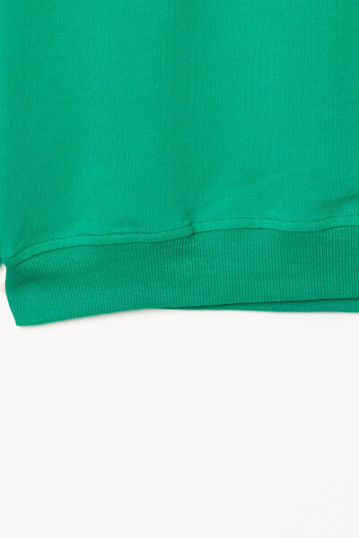 Boys' Dark Green Crew Neck Basic Sweatshirt - 3535-8 - 4