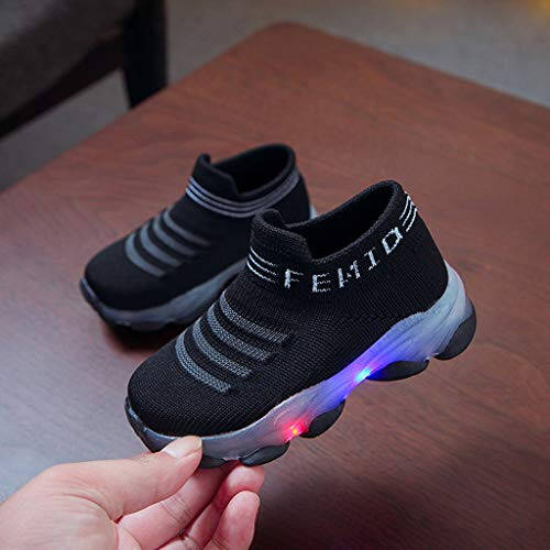 Boys Girls Running Tennis Shoes Baby Girl Soft Sole Shoes Lightweight Breathable Luminous Sport Athletic Shoes - 7