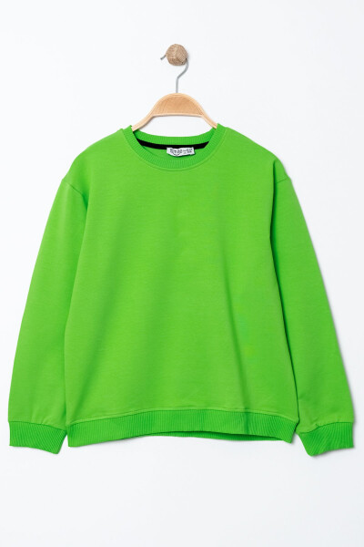 Boys Green Bike Neck Basic 5-13 Years Sweatshirt- 3535-2 - 1