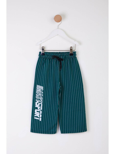 Boys' Green Striped Capri Shorts - 25564 - 1