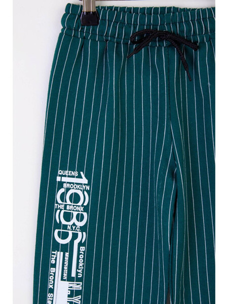 Boys Green Striped Capri Shorts - 25568 - 2