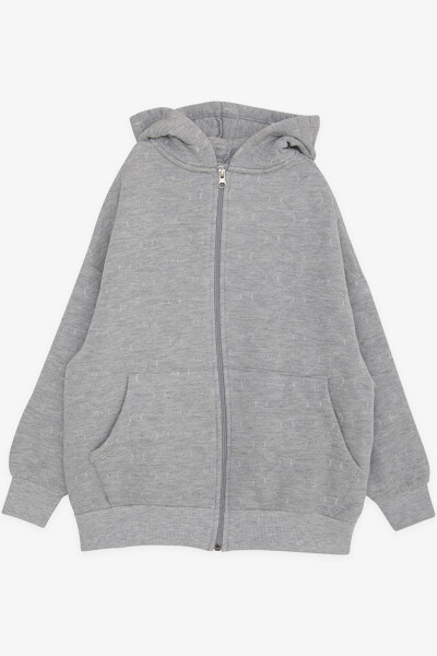 Boys' Hooded Sweatshirt with Pockets, Grey Melange (8-12 Years) - 1